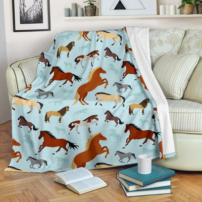 Horse Cute Themed Pattern Print Fleece Blanket