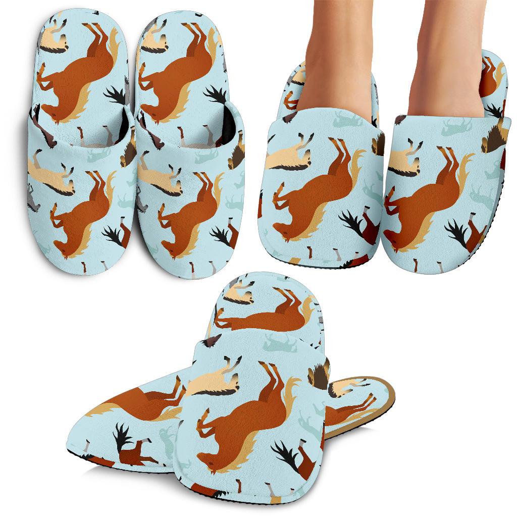 Horse Cute Themed Pattern Print House Slippers
