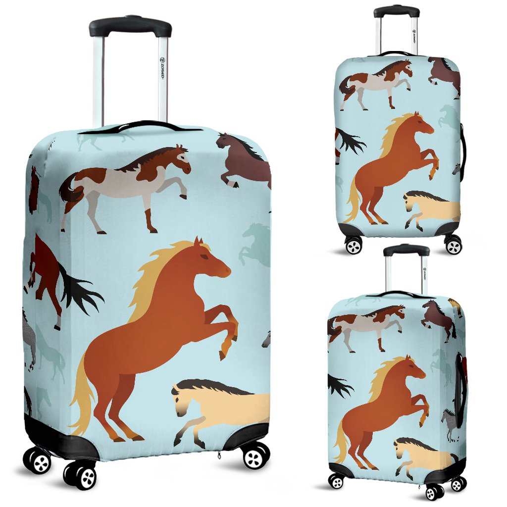 Horse Cute Themed Pattern Print Luggage Cover Protector