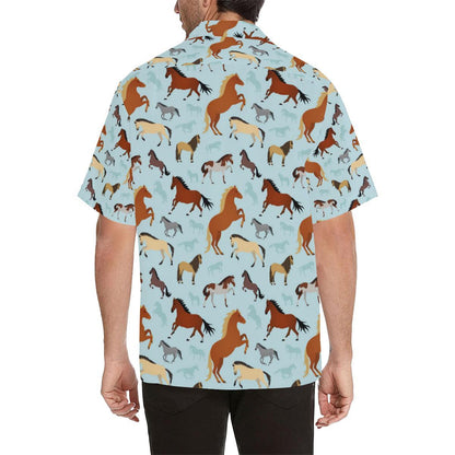 Horse Cute Themed Pattern Print Men Aloha Hawaiian Shirt