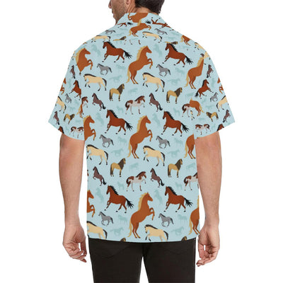 Horse Cute Themed Pattern Print Men Aloha Hawaiian Shirt