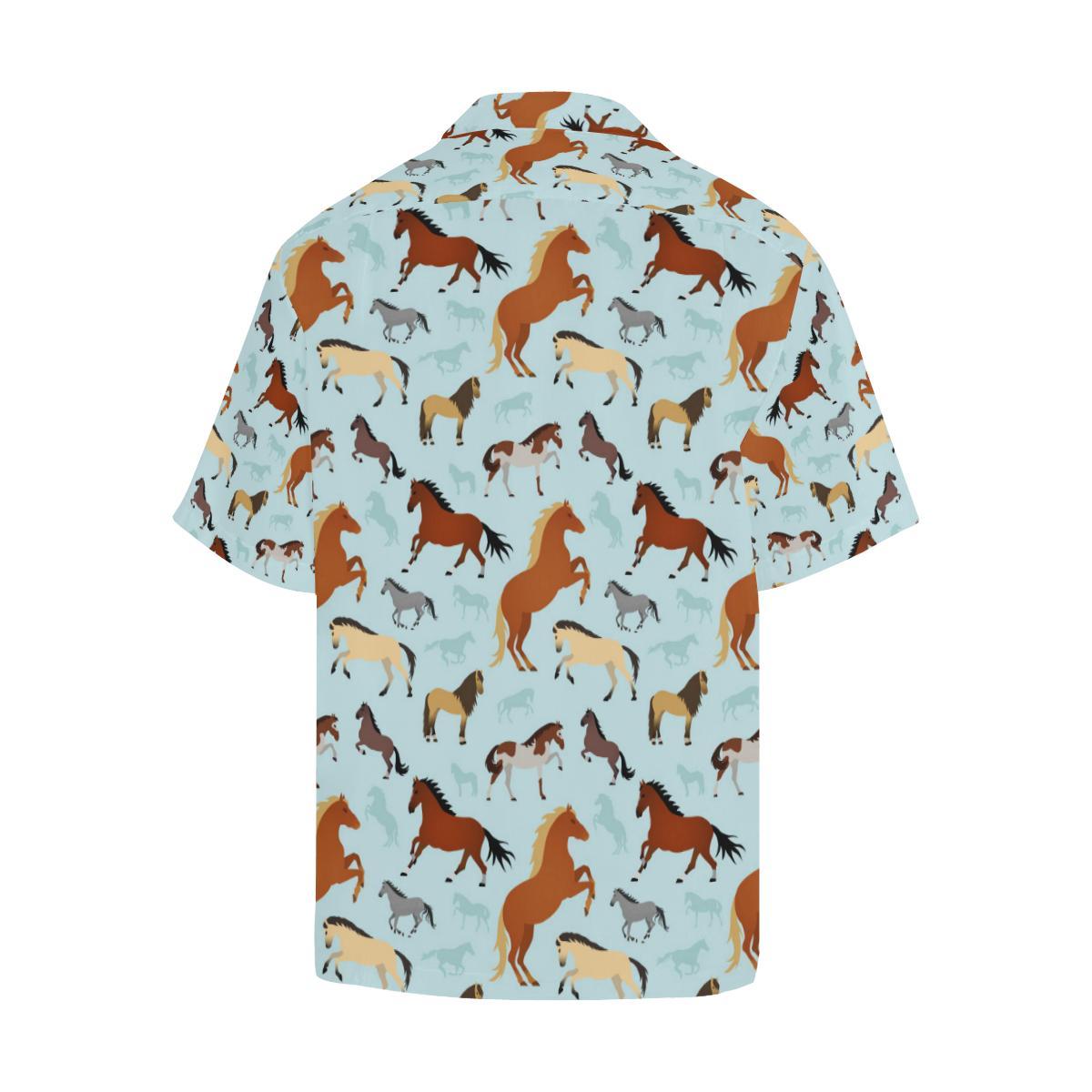 Horse Cute Themed Pattern Print Men Aloha Hawaiian Shirt
