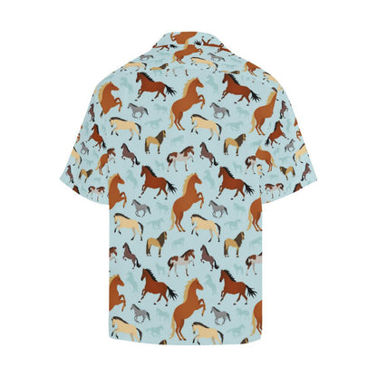 Horse Cute Themed Pattern Print Men Aloha Hawaiian Shirt
