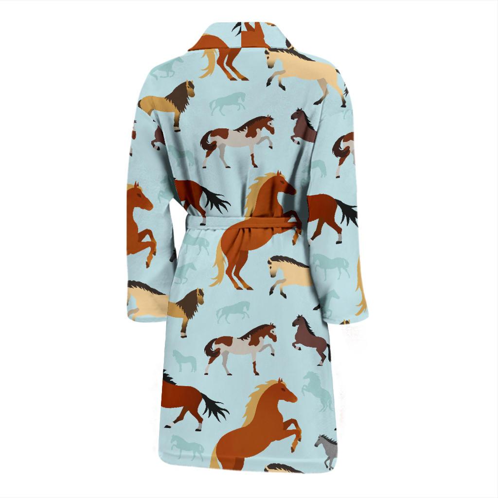 Horse Cute Themed Pattern Print Men Bath Robe-JTAMIGO.COM