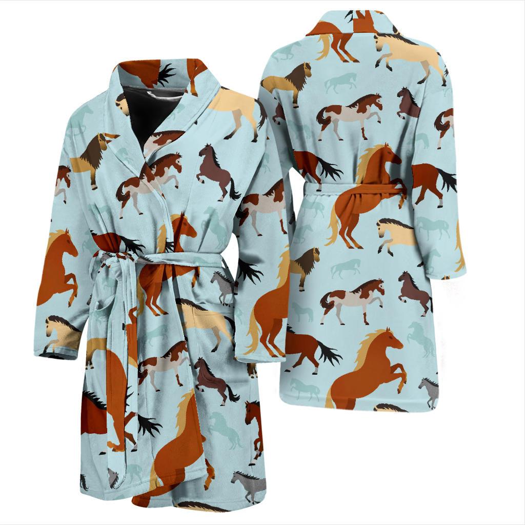 Horse Cute Themed Pattern Print Men Bath Robe-JTAMIGO.COM