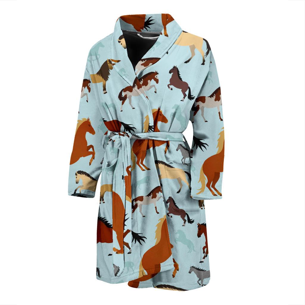 Horse Cute Themed Pattern Print Men Bath Robe-JTAMIGO.COM