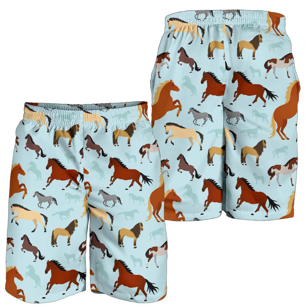 Horse Cute Themed Pattern Print Mens Shorts-JTAMIGO.COM