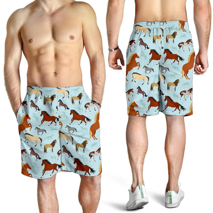 Horse Cute Themed Pattern Print Mens Shorts-JTAMIGO.COM
