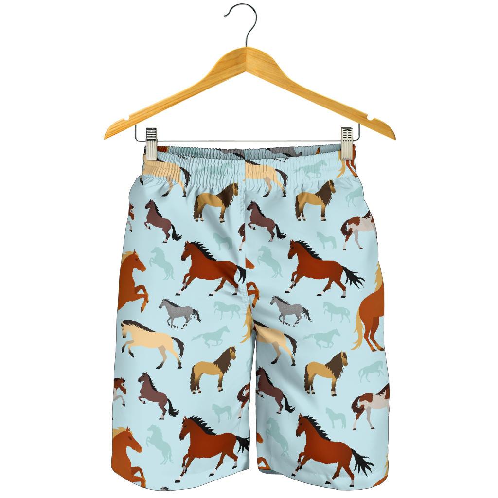 Horse Cute Themed Pattern Print Mens Shorts-JTAMIGO.COM