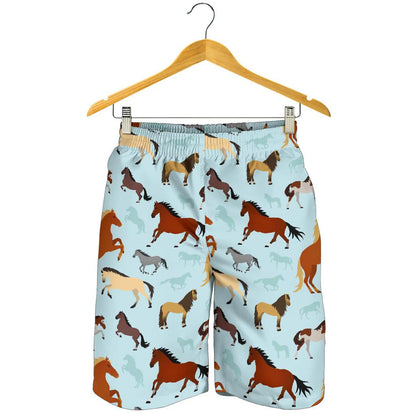Horse Cute Themed Pattern Print Mens Shorts-JTAMIGO.COM