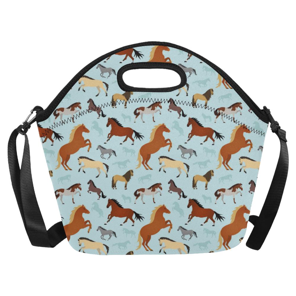 Horse Cute Themed Pattern Print Neoprene Lunch Bag (Model 1669)(Large)-JTAMIGO.COM