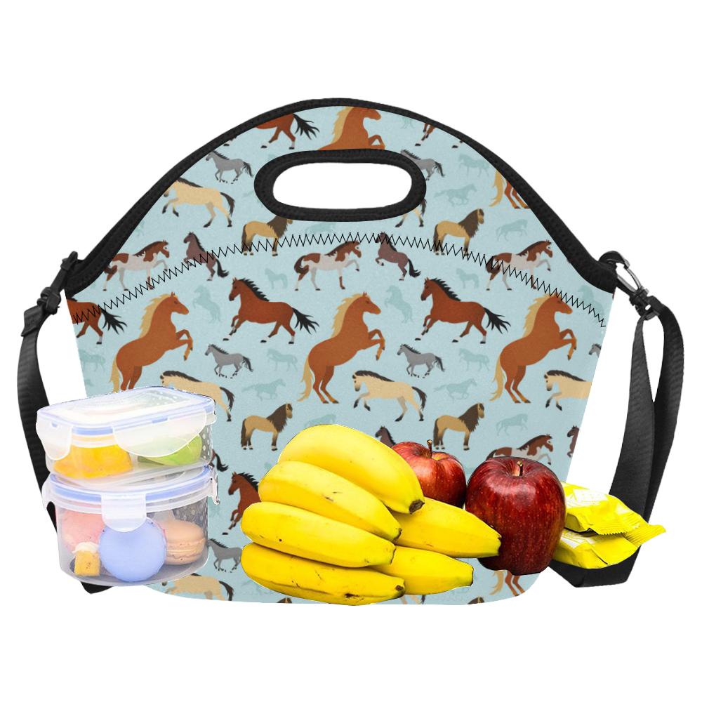 Horse Cute Themed Pattern Print Neoprene Lunch Bag (Model 1669)(Large)-JTAMIGO.COM