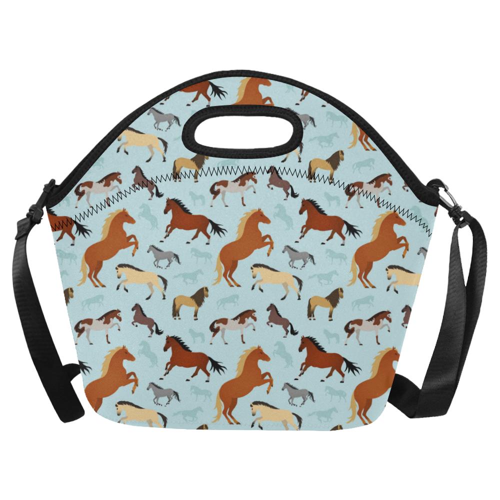Horse Cute Themed Pattern Print Neoprene Lunch Bag (Model 1669)(Large)-JTAMIGO.COM