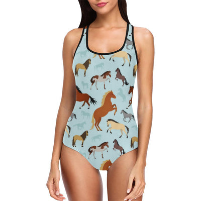 Horse Cute Themed Pattern Print One Piece Swimsuit-JTAMIGO.COM