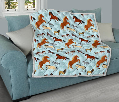 Horse Cute Themed Pattern Print Premium Quilt-JTAMIGO.COM