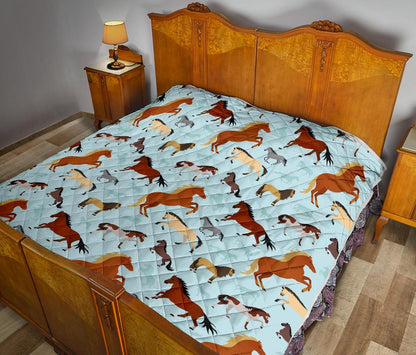 Horse Cute Themed Pattern Print Premium Quilt-JTAMIGO.COM