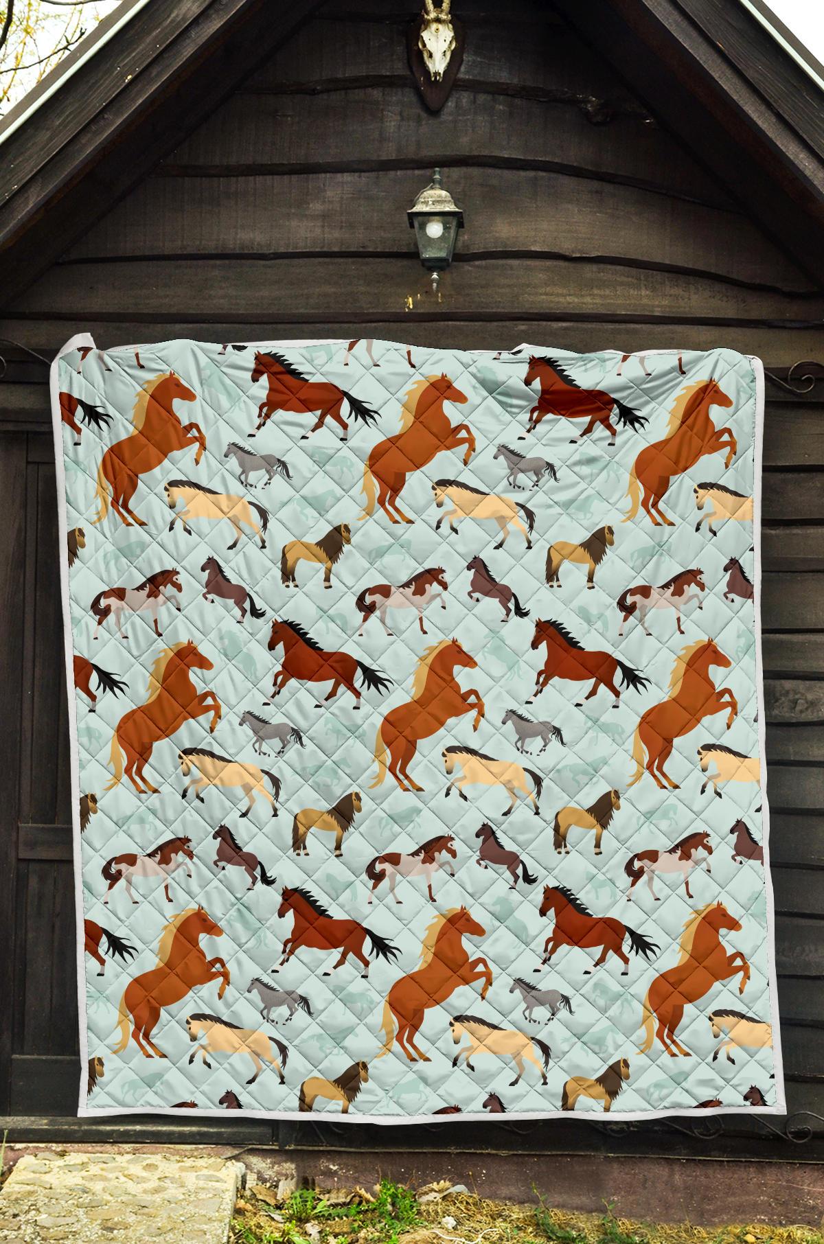 Horse Cute Themed Pattern Print Premium Quilt-JTAMIGO.COM