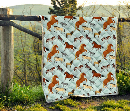 Horse Cute Themed Pattern Print Premium Quilt-JTAMIGO.COM