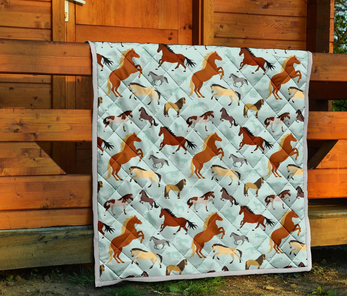Horse Cute Themed Pattern Print Premium Quilt-JTAMIGO.COM