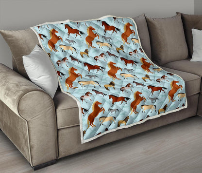 Horse Cute Themed Pattern Print Premium Quilt-JTAMIGO.COM
