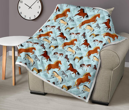 Horse Cute Themed Pattern Print Premium Quilt-JTAMIGO.COM