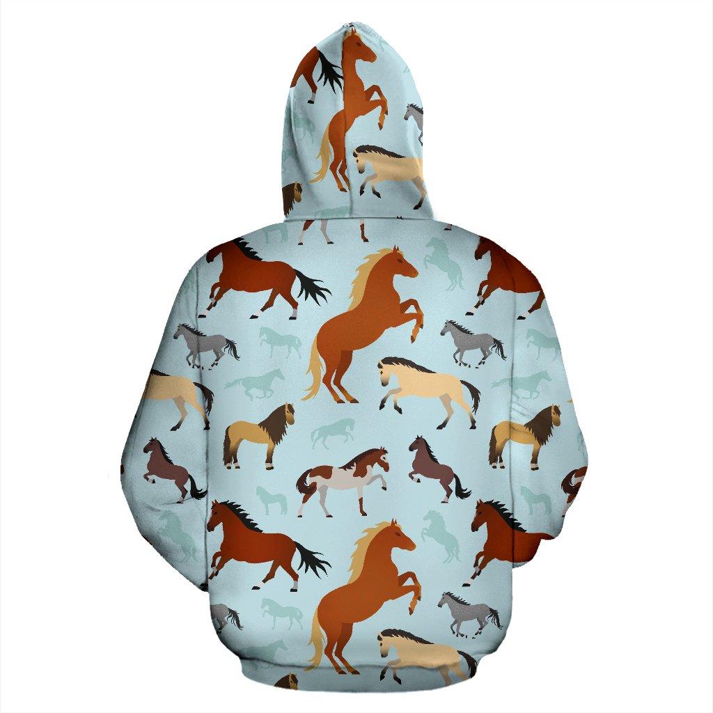 Horse Cute Themed Pattern Print Pullover Hoodie
