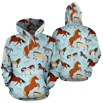 Horse Cute Themed Pattern Print Pullover Hoodie