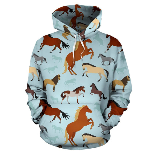 Horse Cute Themed Pattern Print Pullover Hoodie