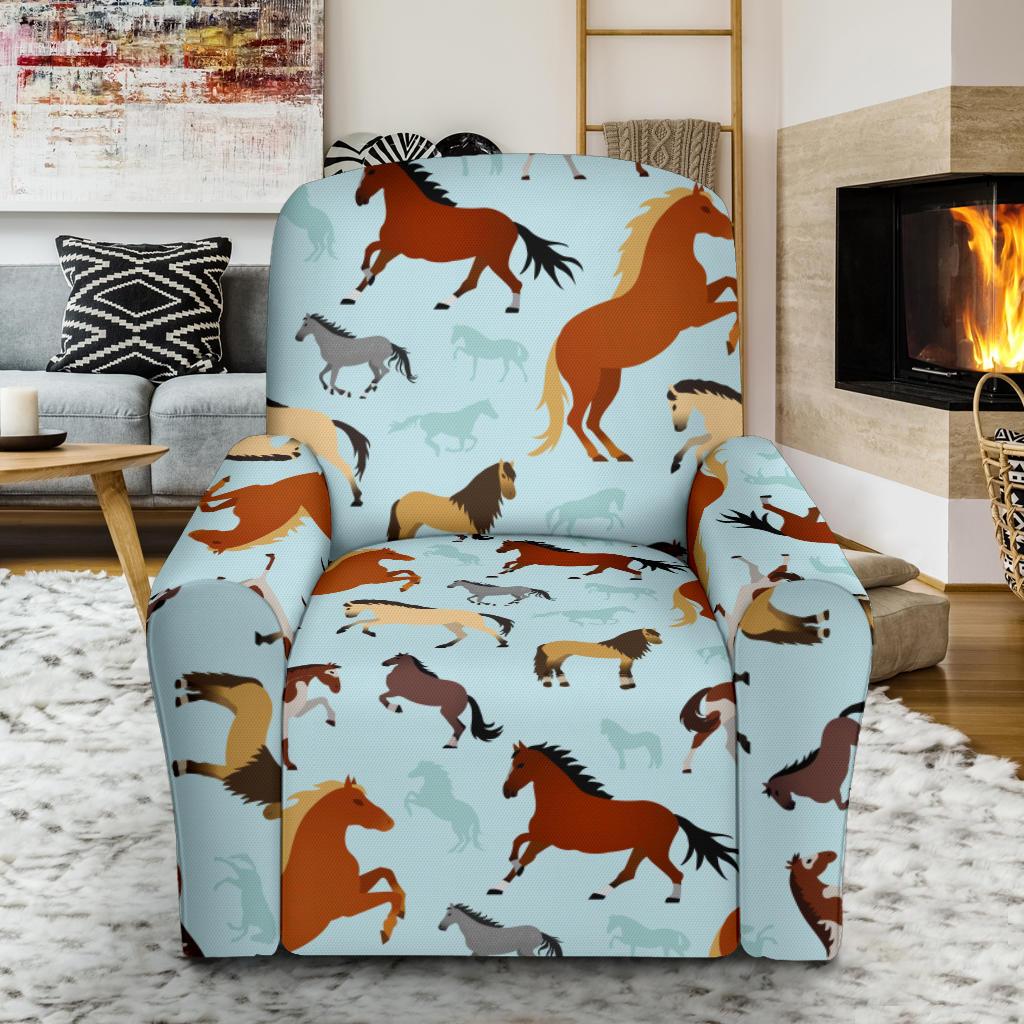 Horse Cute Themed Pattern Print Single Sofa Slipcover -JTAMIGO.COM