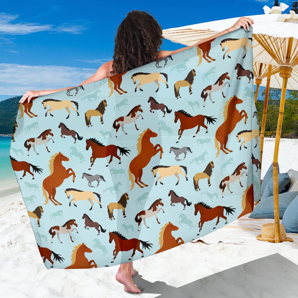 Horse Cute Themed Pattern Print Sarong Pareo Wrap