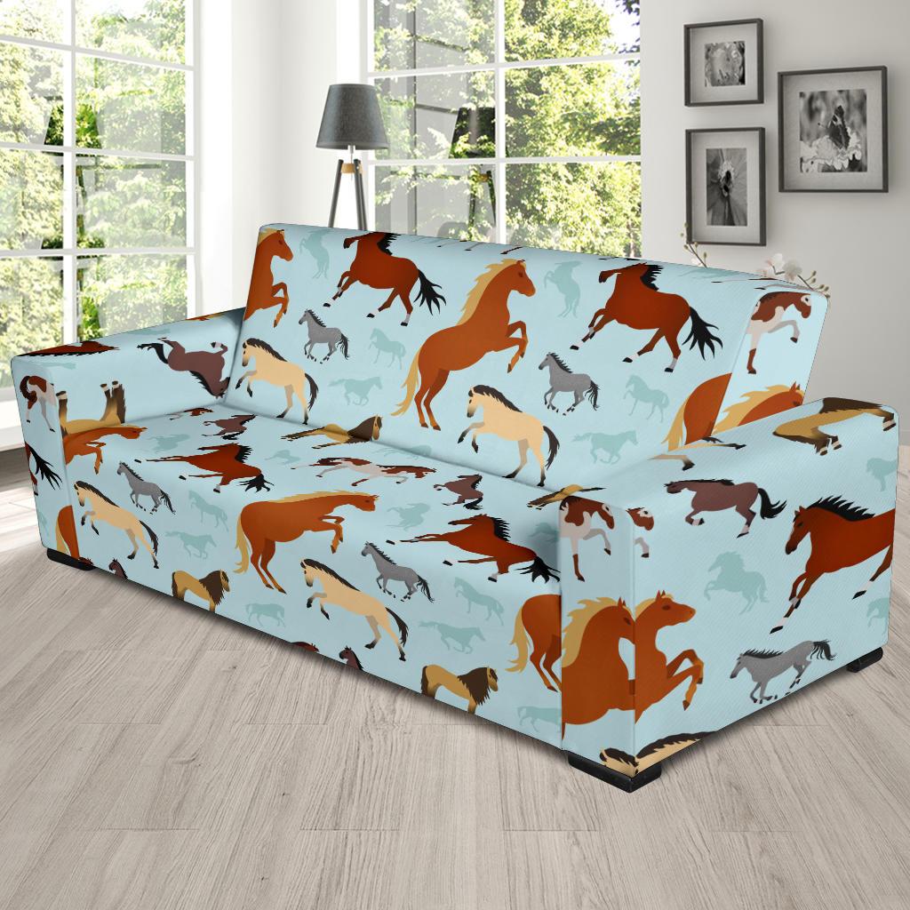 Horse Cute Themed Pattern Print Sofa Slipcover-JTAMIGO.COM