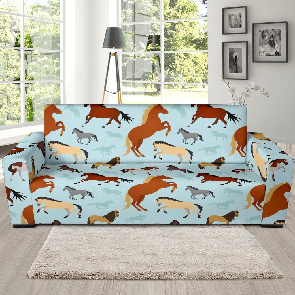 Horse Cute Themed Pattern Print Sofa Slipcover-JTAMIGO.COM