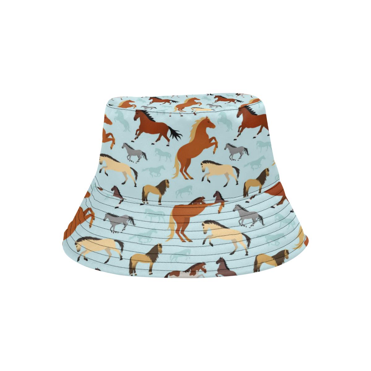 Horse Cute Themed Pattern Print Unisex Bucket Hat