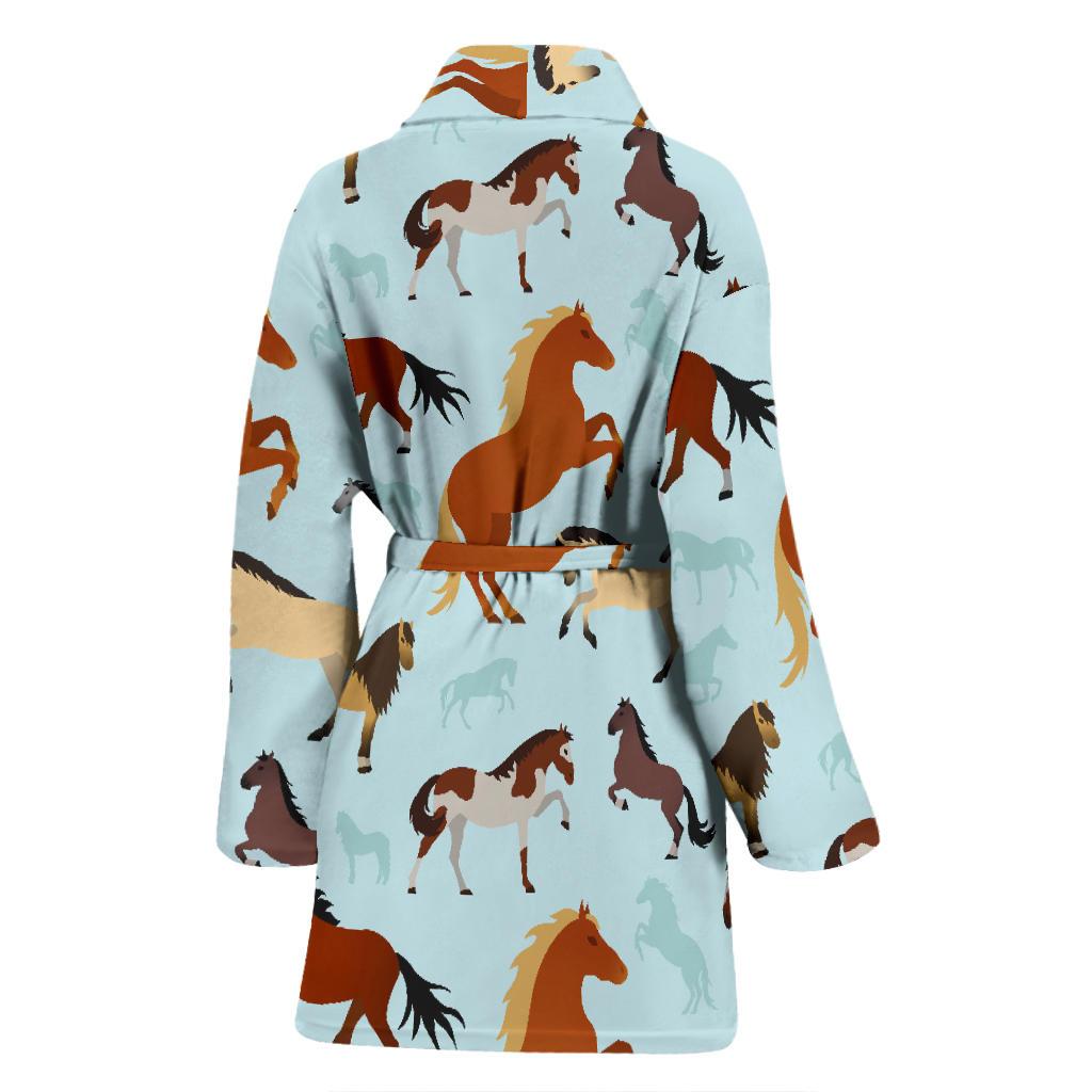 Horse Cute Themed Pattern Print Women Bath Robe-JTAMIGO.COM