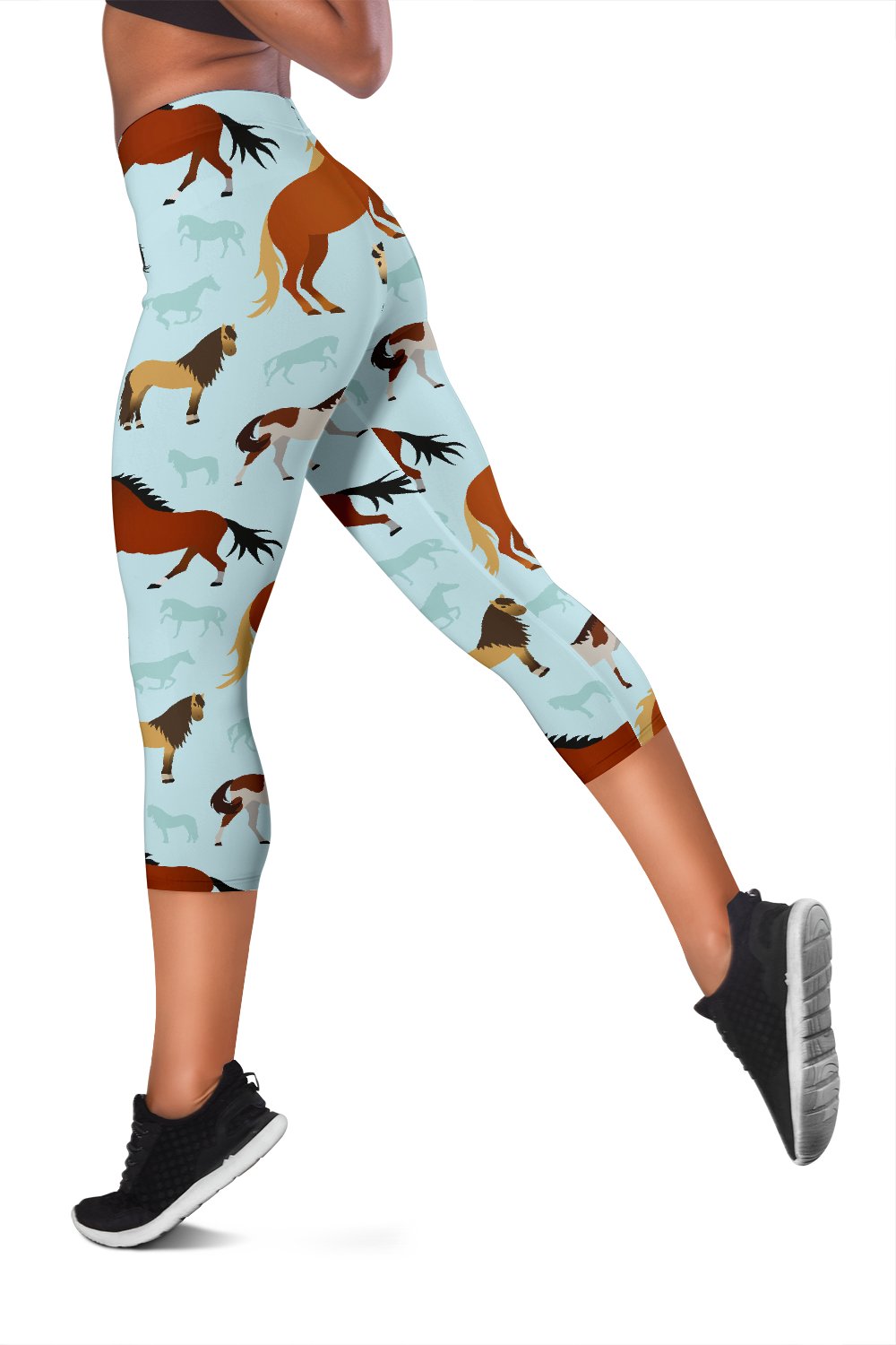 Horse Cute Themed Pattern Print Women Capris
