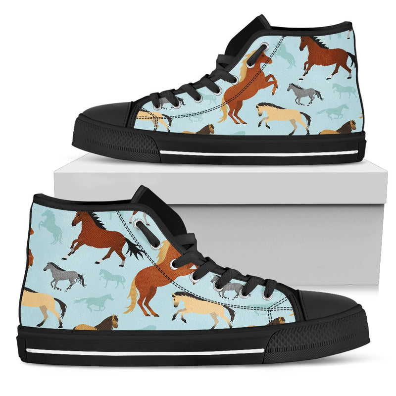 Horse Cute Themed Pattern Print Women High Top Shoes