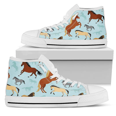 Horse Cute Themed Pattern Print Women High Top Shoes