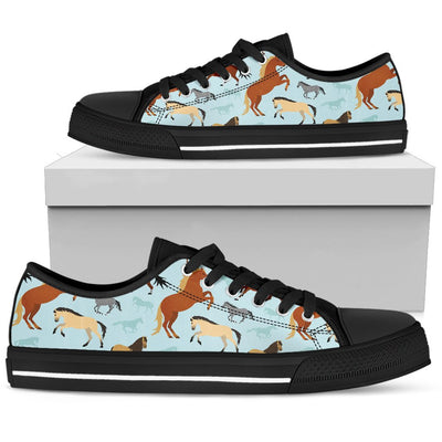 Horse Cute Themed Pattern Print Women Low Top Shoes