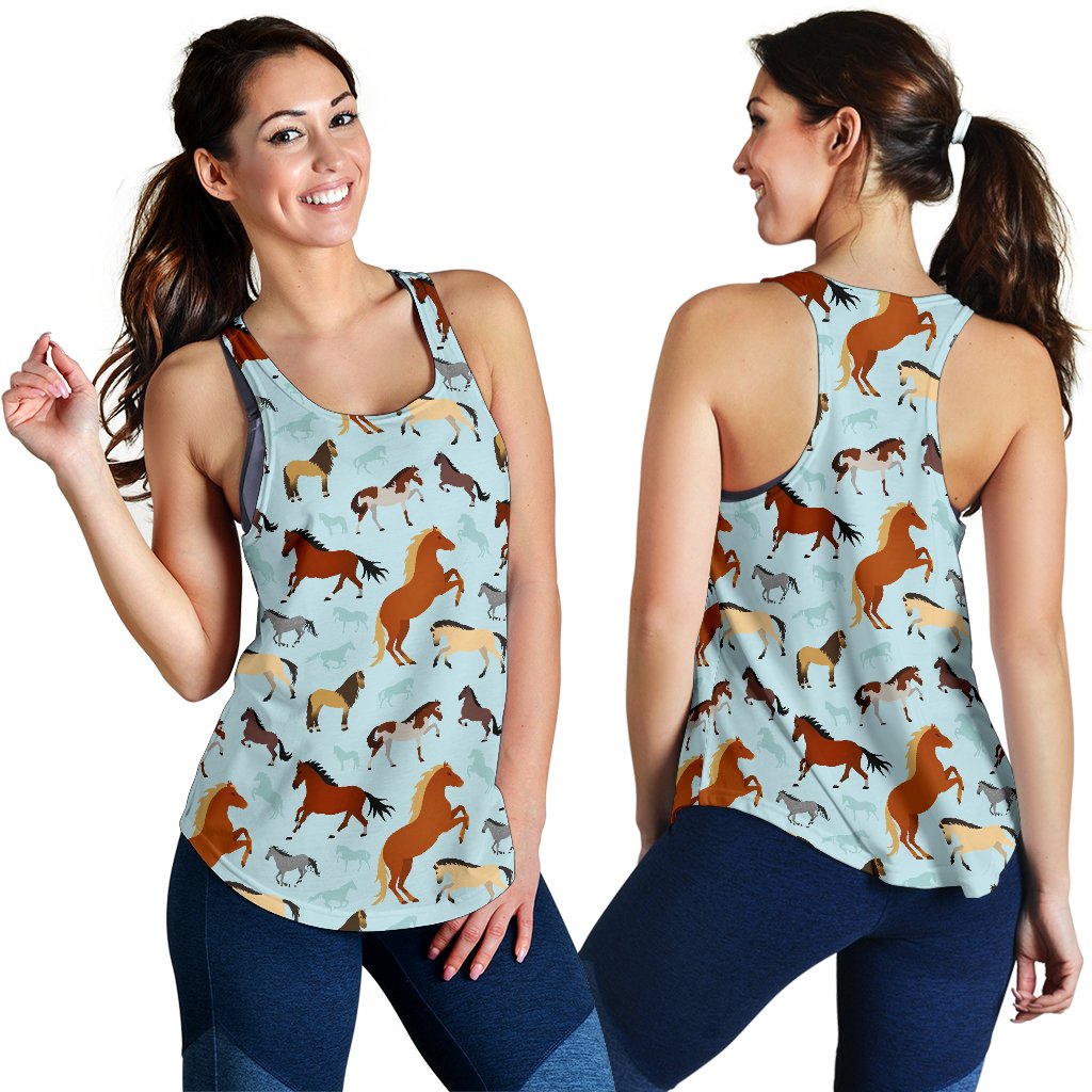Horse Cute Themed Pattern Print Women Racerback Tank Top