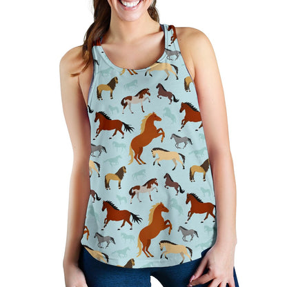 Horse Cute Themed Pattern Print Women Racerback Tank Top