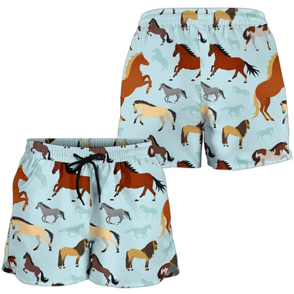 Horse Cute Themed Pattern Print Women Shorts-JTAMIGO.COM