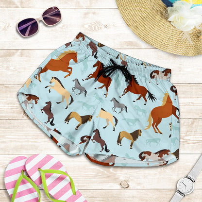 Horse Cute Themed Pattern Print Women Shorts-JTAMIGO.COM