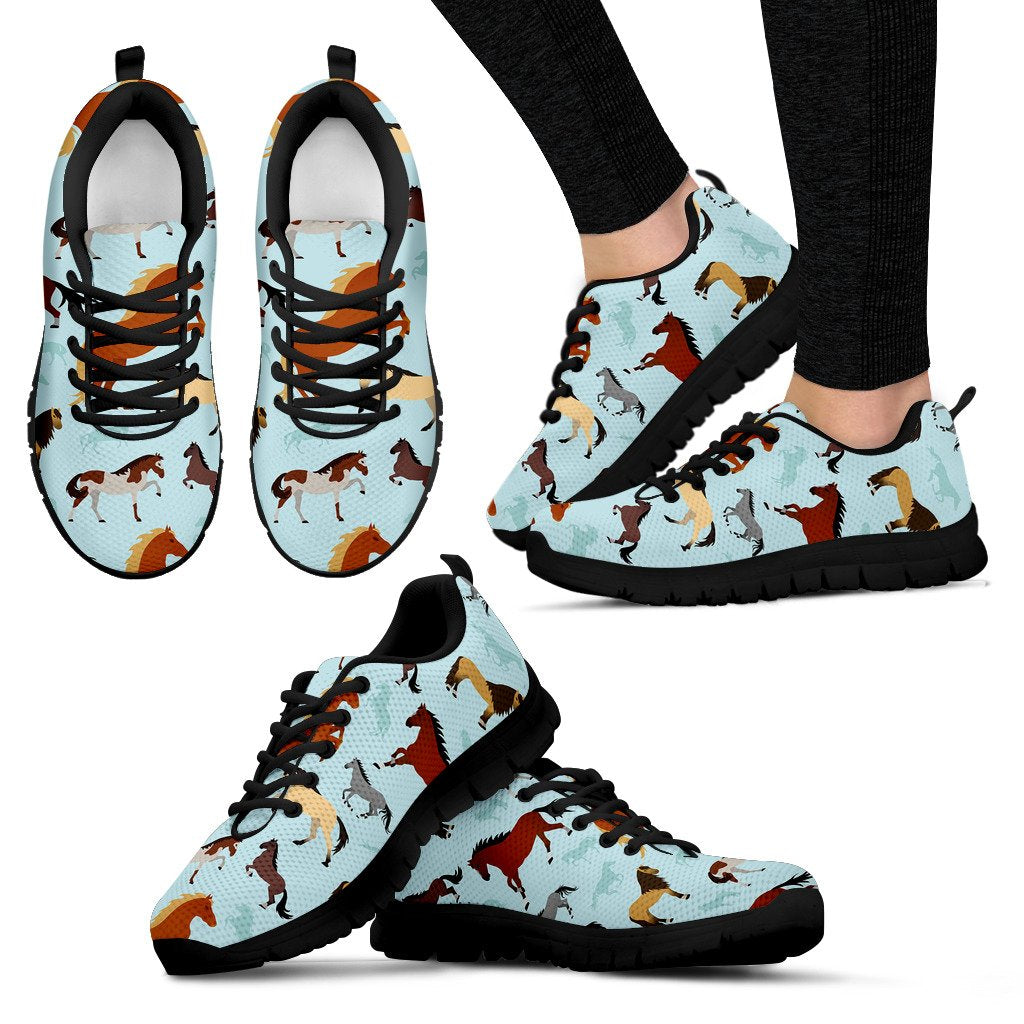 Horse Cute Themed Pattern Print Women Sneakers Shoes