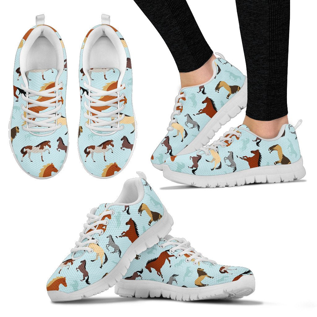 Horse Cute Themed Pattern Print Women Sneakers Shoes