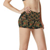 Horse Embroidery with Flower Design High Waisted Spandex Shorts-JTAMIGO.COM