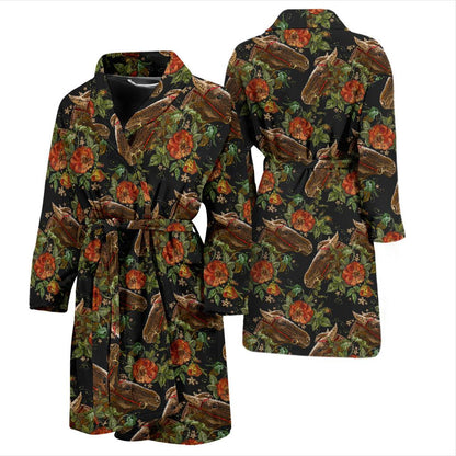 Horse Embroidery with Flower Design Men Bath Robe-JTAMIGO.COM