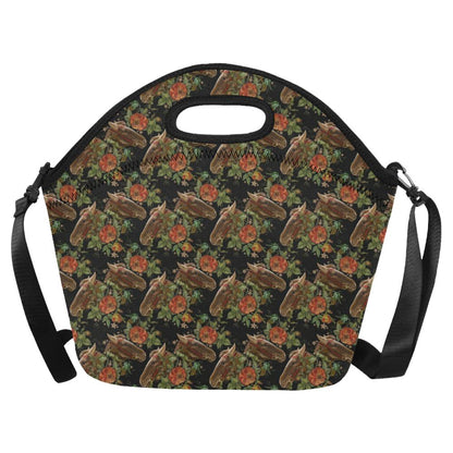 Horse Embroidery with Flower Design Neoprene Lunch Bag (Model 1669)(Large)-JTAMIGO.COM