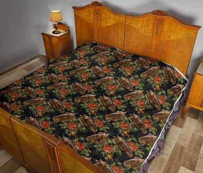 Horse Embroidery with Flower Design Premium Quilt-JTAMIGO.COM