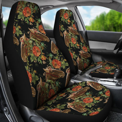 Horse Embroidery with Flower Design Universal Fit Car Seat Covers