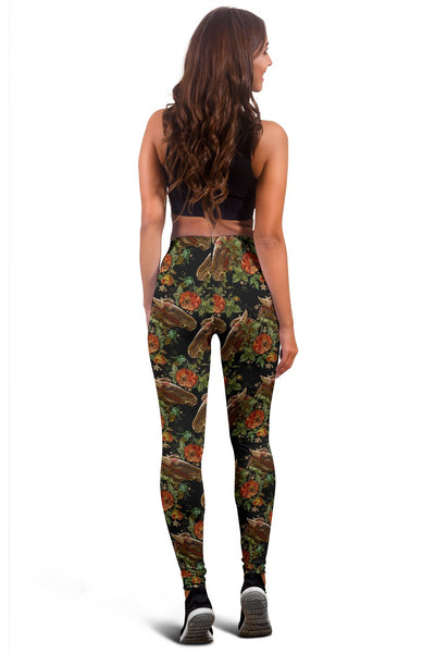 Horse Embroidery with Flower Design Women Leggings